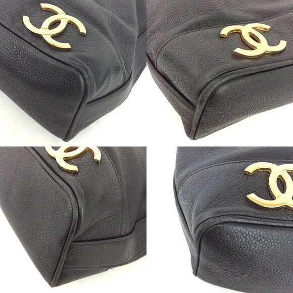 Authentic Chanel Vintage Caviar Bucket Bag Triple CC w 24k Gold-Plated Hardware - Picture 10 of 13